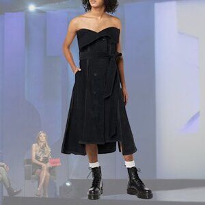 NWT - MAKING THE CUT - Deconstructed Strapless Corduroy  Dress - Black - S | M